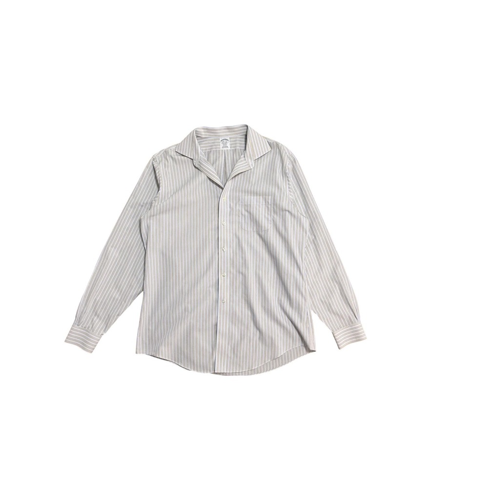 Brooks Brothers Dress Shirt Mens 16.5 36/37 White Stripe Regent Non Iron Supima
